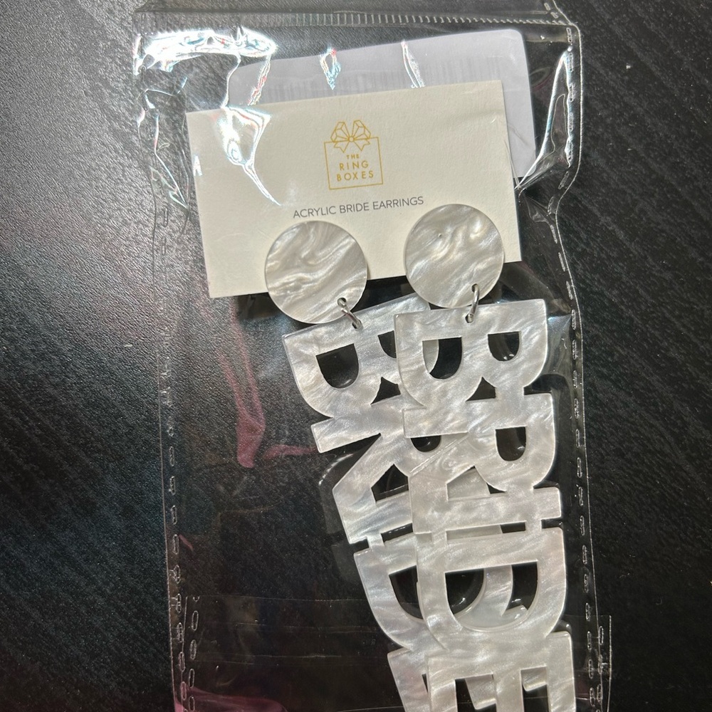 White Acrylic Bride Earrings
